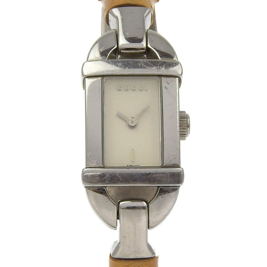 Gucci 6800L Stainless Steel and Bamboo Quartz Watch with Analog Display White Dial for Women: --- Catalog ---Category: SizeWrist Size: 17cm / 6.69''Case Diameter: 35mm / 1.38''Category: DesignType: WristwatchGender: WomenDisplay: AnalogColor (Dial): WhiteMaterial (Band): BambooMaterial (Case):