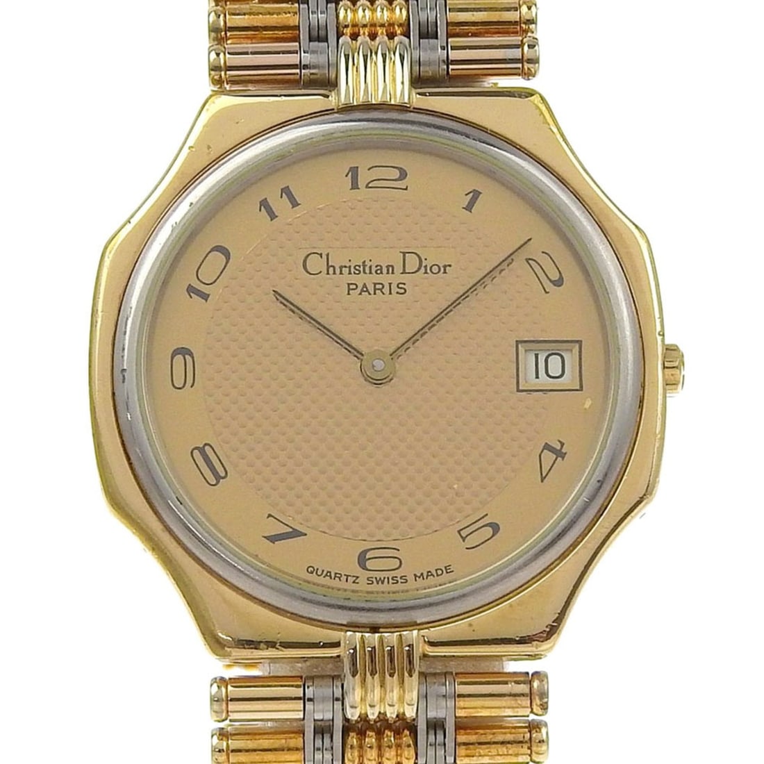 Christian Dior Date Watch 45.15.01 Gold-Plated Quartz Analog Display Gold Dial Men's: --- Catalog ---Category: SizeWrist Size: 18cm / 7.08''Case Diameter: 37mm / 1.46''Category: DesignType: WristwatchGender: MenDisplay: AnalogColor (Dial): GoldMaterial (Band): Gold platedMaterial (Case