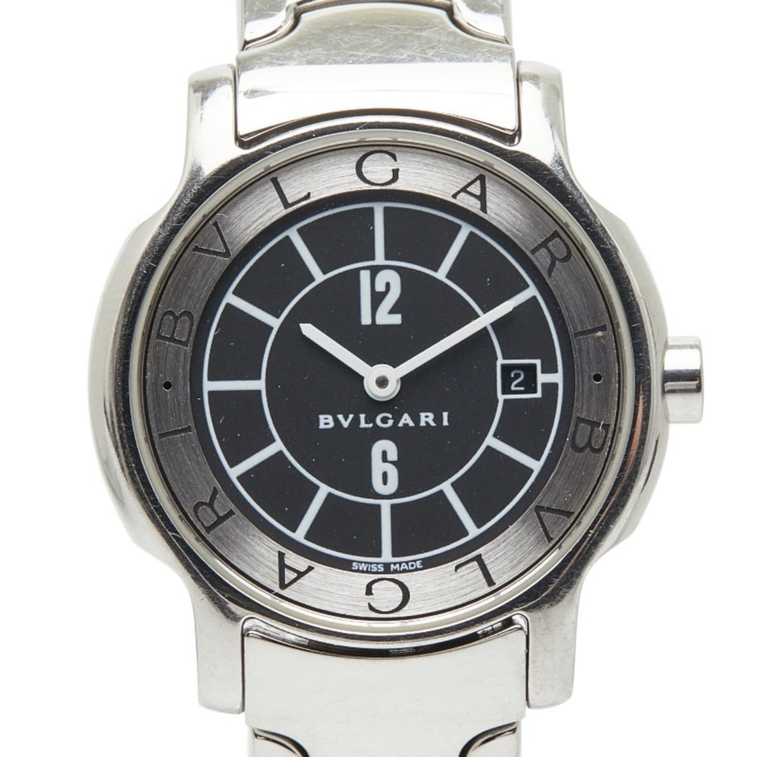 Bvlgari Solotempo ST29S Quartz Watch with Black Dial and Stainless Steel, Women's: --- Catalog ---Category: SizeWrist Size: 16.5cm / 6.49''Case Diameter: 32.4mm / 1.28''Category: DesignType: WristwatchGender: WomenDisplay: AnalogColor (Dial): BlackMaterial (Band): Stainless steelMat