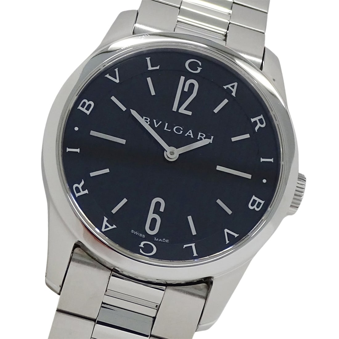 Bvlgari Solotempo Men's Quartz Watch, Stainless Steel, ST37S, Silver/Black, Polished: --- Catalog ---Category: SizeWrist Size: 20cm / 7.87''Case Diameter: 37mm / 1.46''Category: DesignType: WristwatchGender: MenDisplay: AnalogColor (Dial): BlackMaterial (Band): Stainless steelMaterial 