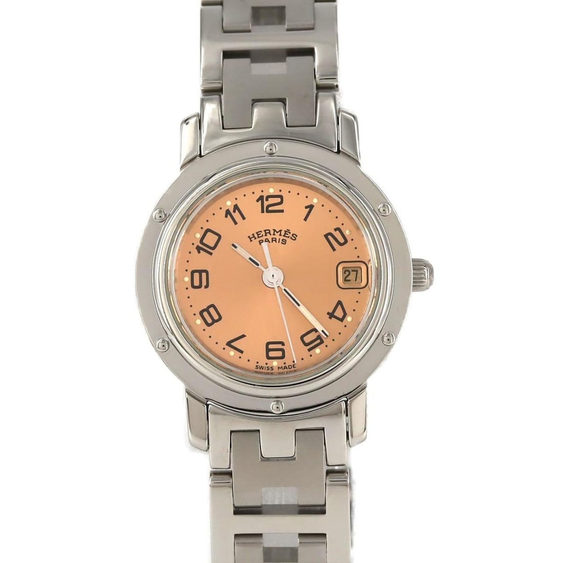 Hermès Clipper CL4.210 Stainless Steel Quartz Watch: --- Catalog ---Category: SizeWrist Size: 16.5cm / 6.49''Case Diameter: 24mm / 0.94''Category: DesignType: WristwatchGender: WomenColor (Dial): PinkMaterial (Band): Stainless steelMaterial (Case): Stai