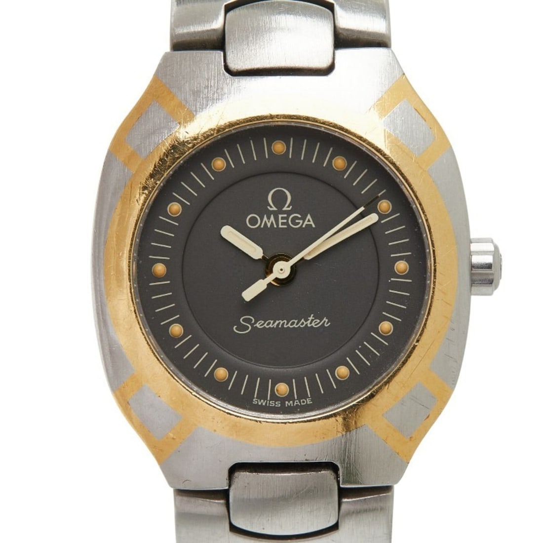 Omega Seamaster Polaris Quartz Watch, Gray Dial, Stainless Steel, Yellow Gold, Women's, OMEGA: --- Catalog ---Category: SizeWrist Size: 14.5cm / 5.7''Case Diameter: 22.4mm / 0.88''Category: DesignType: WristwatchGender: WomenColor (Dial): GrayMaterial (Band): Stainless steel, Yellow goldMateria