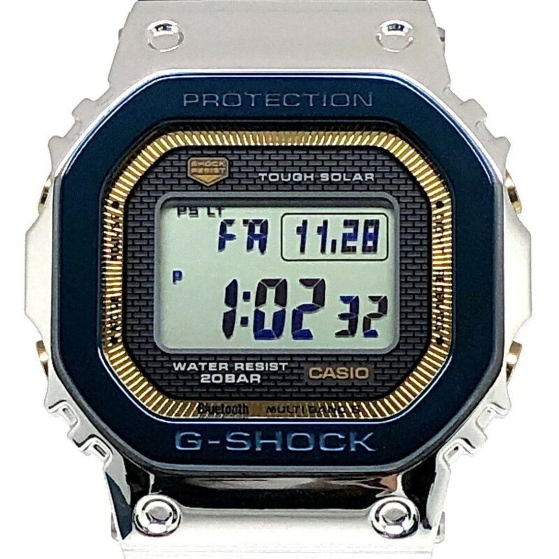 G-SHOCK CASIO Watch GMW-B5000SS-2 WATCH 50th ANNIVERSARY Casio Anniversary Model Full Metal Radio: --- Catalog ---Category: SizeWrist Size: 15cm - 20.5cm / 5.9'' - 8.07''Category: DesignType: WristwatchColor: Gold, SilverGender: MenDisplay: DigitalDial features: BacklightCategory: GeneralLine: G-Sh
