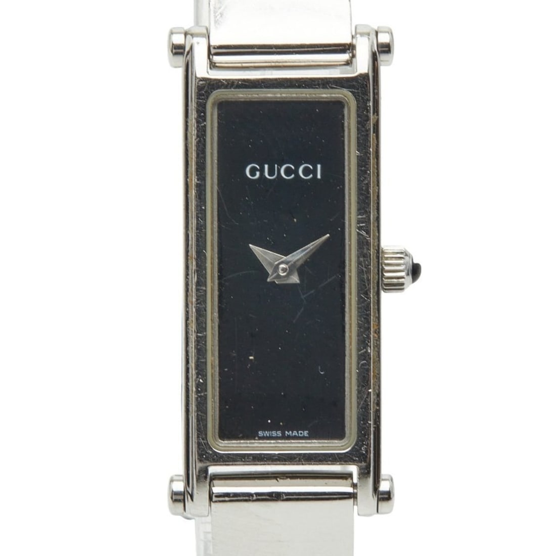 Gucci 1500L Quartz Watch with Black Dial and Stainless Steel, Women's: --- Catalog ---Category: SizeWrist Size: 16cm / 6.29''Case Diameter: 23.7mm / 0.93''Category: DesignType: WristwatchGender: WomenDisplay: AnalogColor (Dial): BlackMaterial (Band): Stainless steelMater