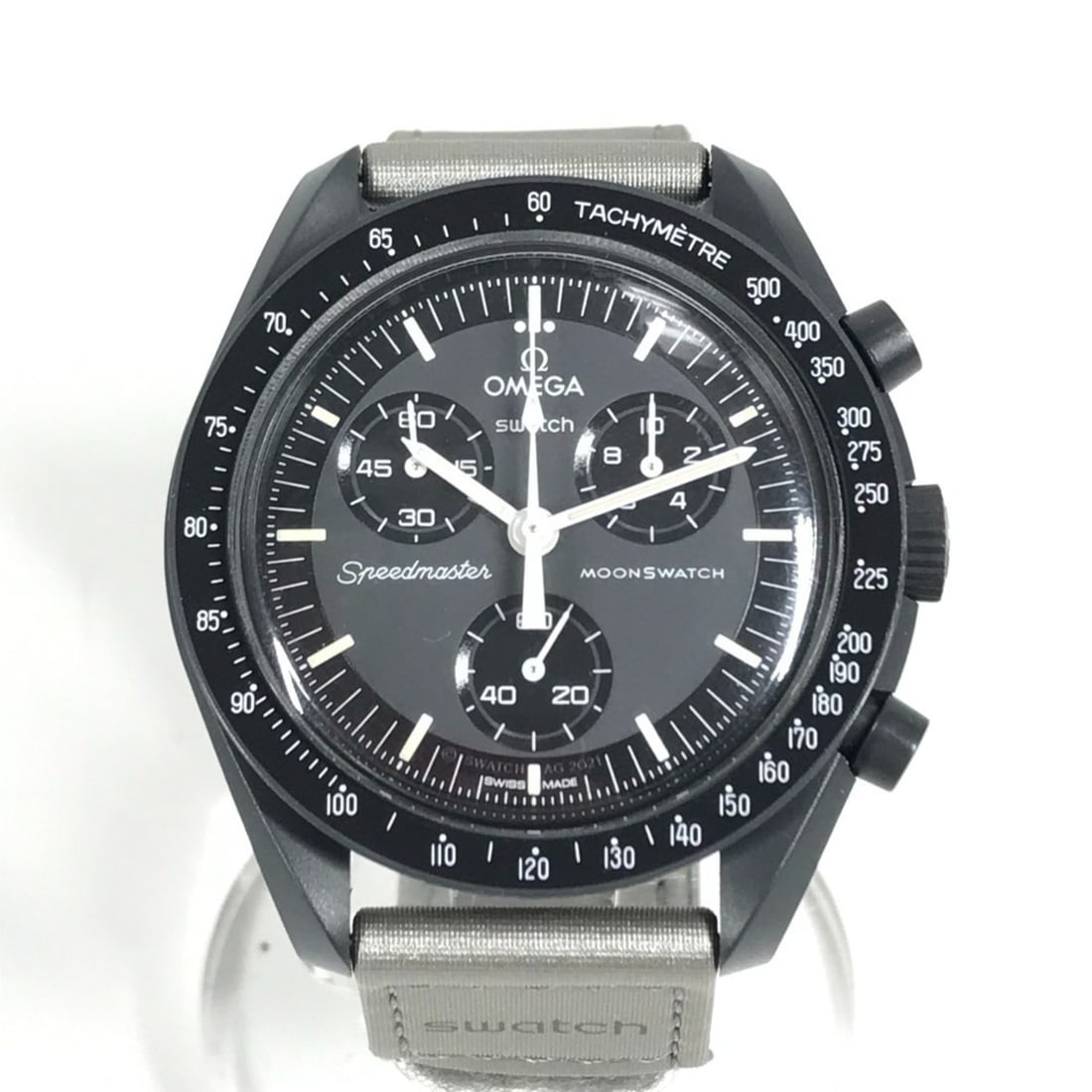 Swatch SO33A100 OMEGA Mission to Mercury Moon Men's Watch, Comet Ceramic, Black, Like New: --- Catalog ---Category: SizeWrist Size: 13.25cm / 5.21''Case Diameter: 42mm / 1.65''Category: DesignType: WristwatchGender: MenColor (Dial): GrayMaterial (Case): CeramicCategory: GeneralMPN: SO33A100