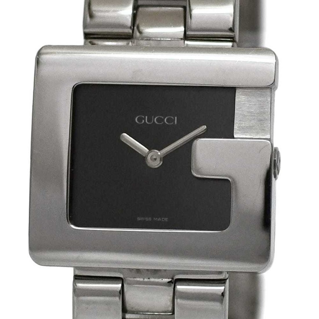 Gucci G-Square Watch f-24540 Black/Silver 3600J Stainless Steel Quartz Movement 0013*** GUCCI Square: --- Catalog ---Category: SizeWrist Size: 17.5cm / 6.88''Case Diameter: 27mm / 1.06''Category: DesignType: WristwatchGender: Men,WomenColor (Dial): BlackMaterial (Band): Stainless steelMaterial (Case):