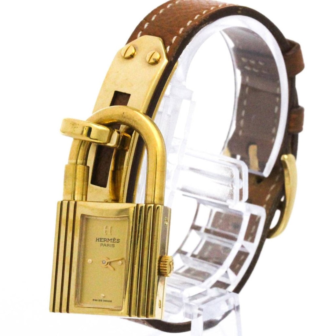 HERMES Kelly Watch Gold Plated Leather Quartz Ladies Watch BKE1.201: --- Catalog ---Category: SizeCase Diameter: 20mm / 0.79''Category: DesignType: WristwatchStyle: Dress/FormalGender: WomenColor (Dial): GoldMaterial (Band): LeatherMaterial (Case): Gold platedCategory: