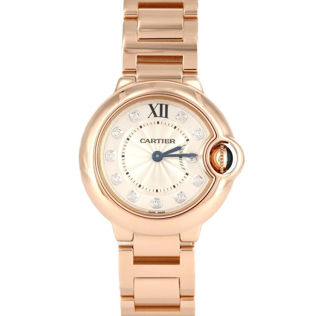 Cartier Ballon Bleu SM PG/11P WE902025 PG/RG Quartz Wristwatch: --- Catalog ---Category: SizeWrist Size: 16.5cm / 6.49''Case Diameter: 28mm / 1.1''Category: DesignType: WristwatchGender: WomenColor (Dial): SilverMaterial (Band): Pink gold, Rose goldMaterial (Case)