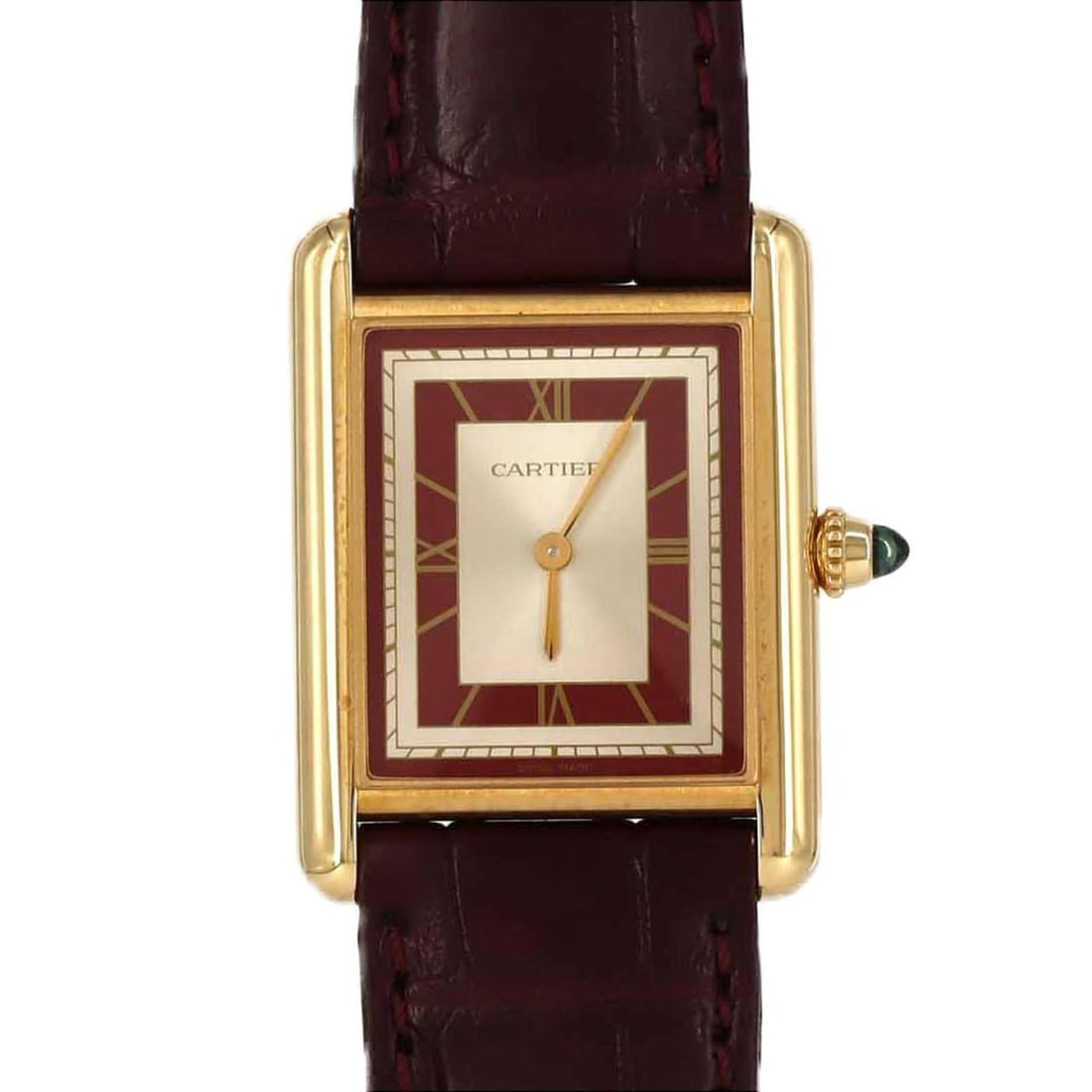 Cartier Tank Louis MM YG WGTA0059 Watch Manual Winding: --- Catalog ---Category: SizeCase Diameter: 33.5mm / 1.32''Category: DesignType: WristwatchGender: Women,MenDisplay: AnalogColor (Dial): Red color, SilverMaterial (Case): Yellow goldCategory: GeneralM