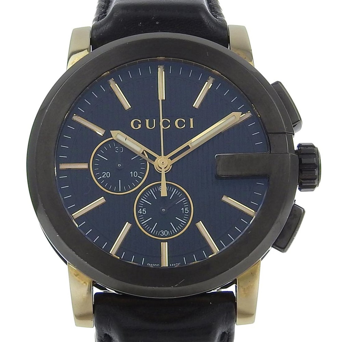 Gucci G Chrono 101.2 Stainless Steel and Embossed Leather Quartz Chronograph Watch, Black Dial,: --- Catalog ---Category: SizeWrist Size: 16.5cm - 20.5cm / 6.49'' - 8.07''Case Diameter: 51mm / 2.01''Category: DesignType: WristwatchGender: MenDisplay: AnalogColor (Dial): BlackMaterial (Band): Leat