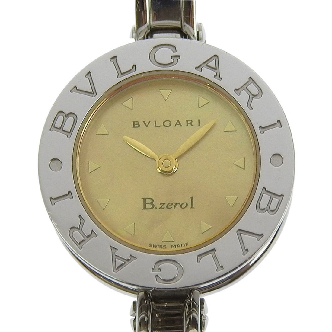 BVLGARI Bzero1 BZ22S Women's Stainless Steel Quartz Analog Watch with Brown Shell Dial: --- Catalog ---Category: SizeWrist Size: 15cm / 5.9''Case Diameter: 28mm / 1.1''Category: DesignType: WristwatchGender: WomenDisplay: AnalogColor (Dial): BrownMaterial (Band): Stainless steelMaterial 