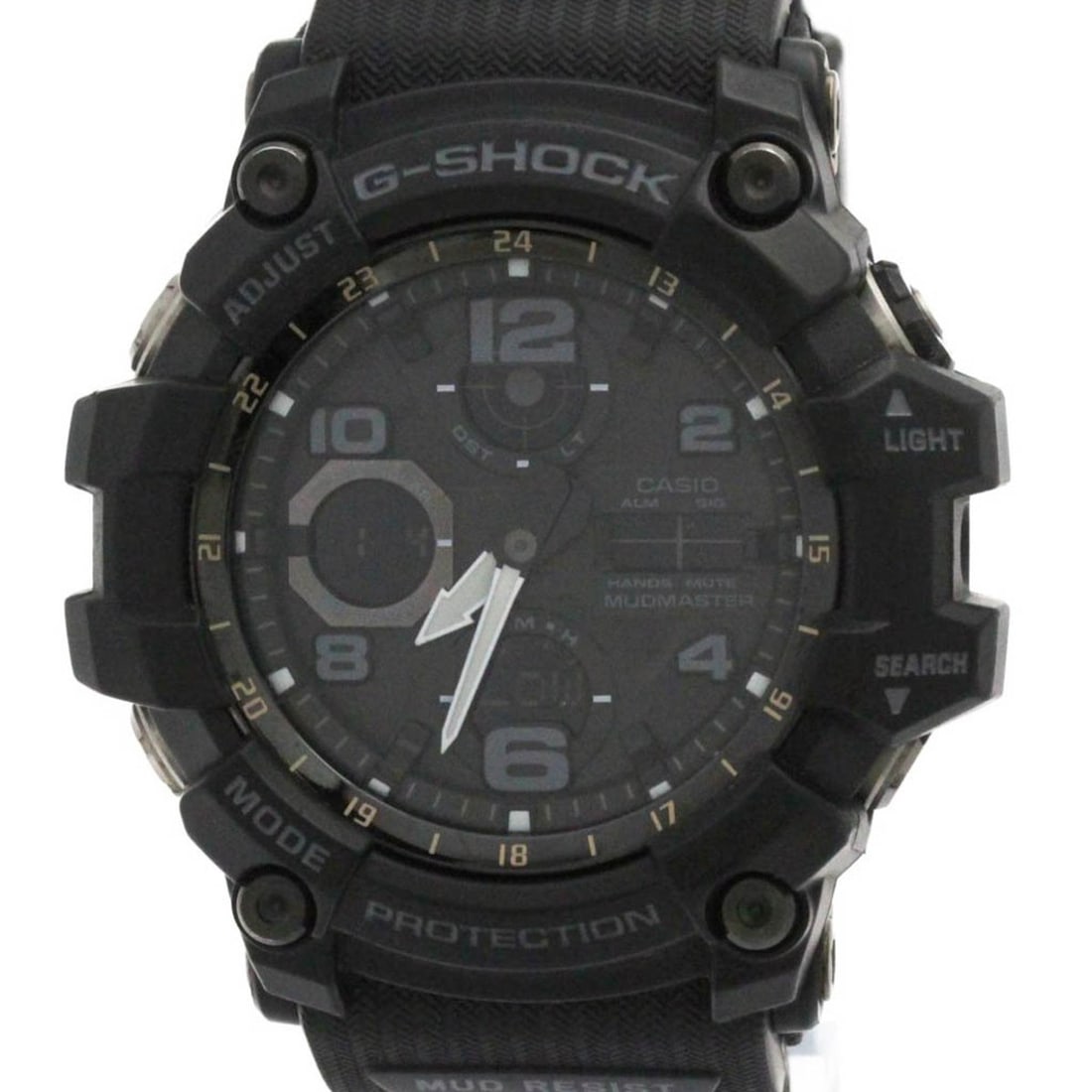 CASIO G-SHOCK Mudmaster Radio Wave Control Solar Steel Watch GWG-100-1AJF: --- Catalog ---Category: SizeCase Diameter: 54mm / 2.13''Category: DesignType: WristwatchStyle: SportGender: MenColor (Dial): BlackMaterial (Band): RubberMaterial (Case): Stainless steelCategory: Gene
