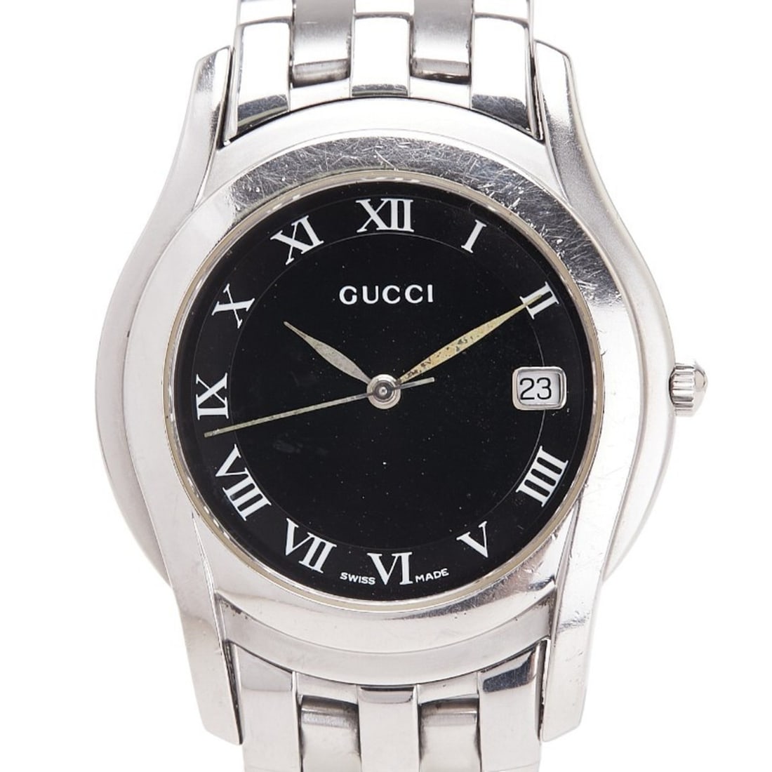 Gucci G-Class Watch, 5500M Quartz Movement, Black Dial, Stainless Steel, Men's, GUCCI: --- Catalog ---Category: SizeWrist Size: 17cm / 6.69''Case Diameter: 34.9mm / 1.37''Category: DesignType: WristwatchGender: MenColor (Dial): BlackMaterial (Band): Stainless steelMaterial (Case): Stain
