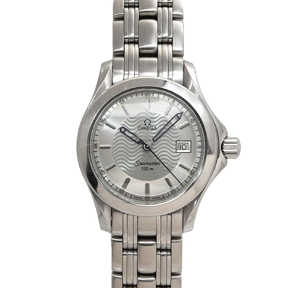 OMEGA Seamaster 120 2571 31 Women's Watch with Date Display, Silver Quartz Movement: --- Catalog ---Category: SizeWrist Size: 15cm / 5.9''Case Diameter: 28mm / 1.1''Category: DesignType: WristwatchGender: WomenColor (Dial): SilverMaterial (Band): Stainless steelMaterial (Case): Stainl