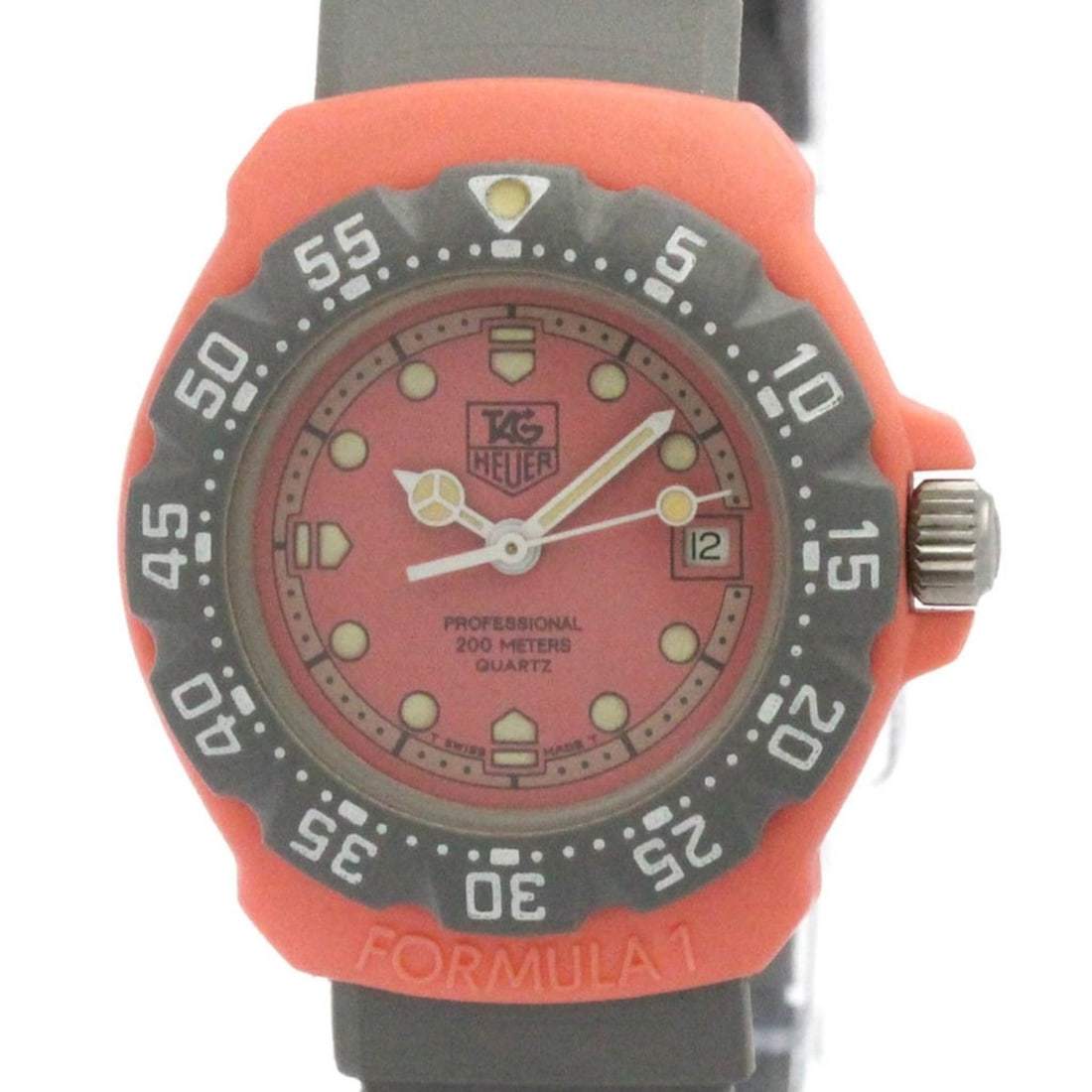 TAG HEUER Formula 1 Stainless Steel Quartz Mid Size Watch 360.508: --- Catalog ---Category: SizeCase Diameter: 28mm / 1.1''Category: DesignType: WristwatchStyle: SportGender: UnisexColor (Dial): PinkMaterial (Band): RubberMaterial (Case): Stainless steelCategory: Gen
