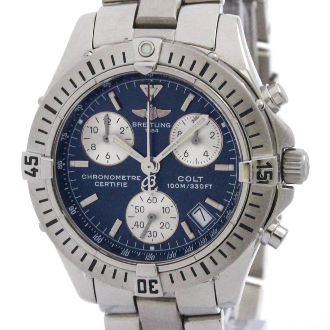 BREITLING Chrono Colt Steel Quartz Mens Watch A73350 Polished (1 of 8)