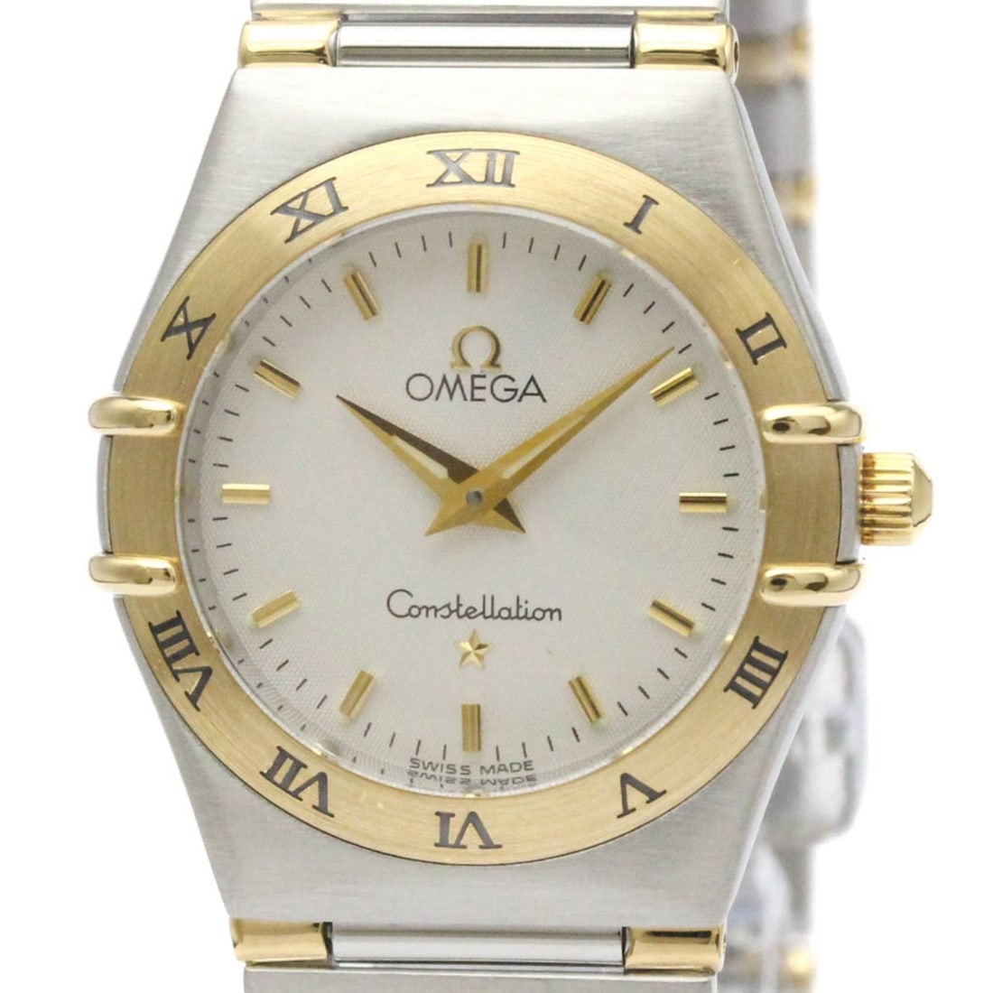 OMEGA Constellation 18K Gold Steel Ladies Watch 1362.30 Polished: --- Catalog ---Category: SizeCase Diameter: 25mm / 0.98''Category: DesignType: WristwatchStyle: Dress/FormalGender: WomenColor (Dial): SilverMaterial (Band): Stainless steel, Yellow gold (18K)Material