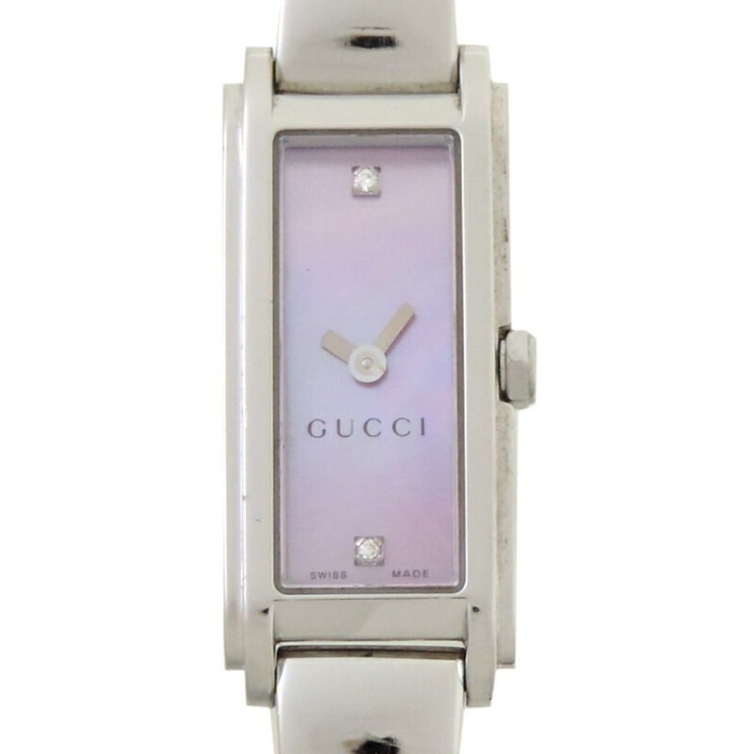 Gucci G-Line 2P Diamond Ladies Watch YA109520 (109): --- Catalog ---Category: SizeWrist Size: 14.2cm / 5.59''Case Diameter: 13mm / 0.51''Category: DesignType: WristwatchGender: WomenColor (Dial): PearlMaterial (Band): Stainless steelMaterial (Case): Sta