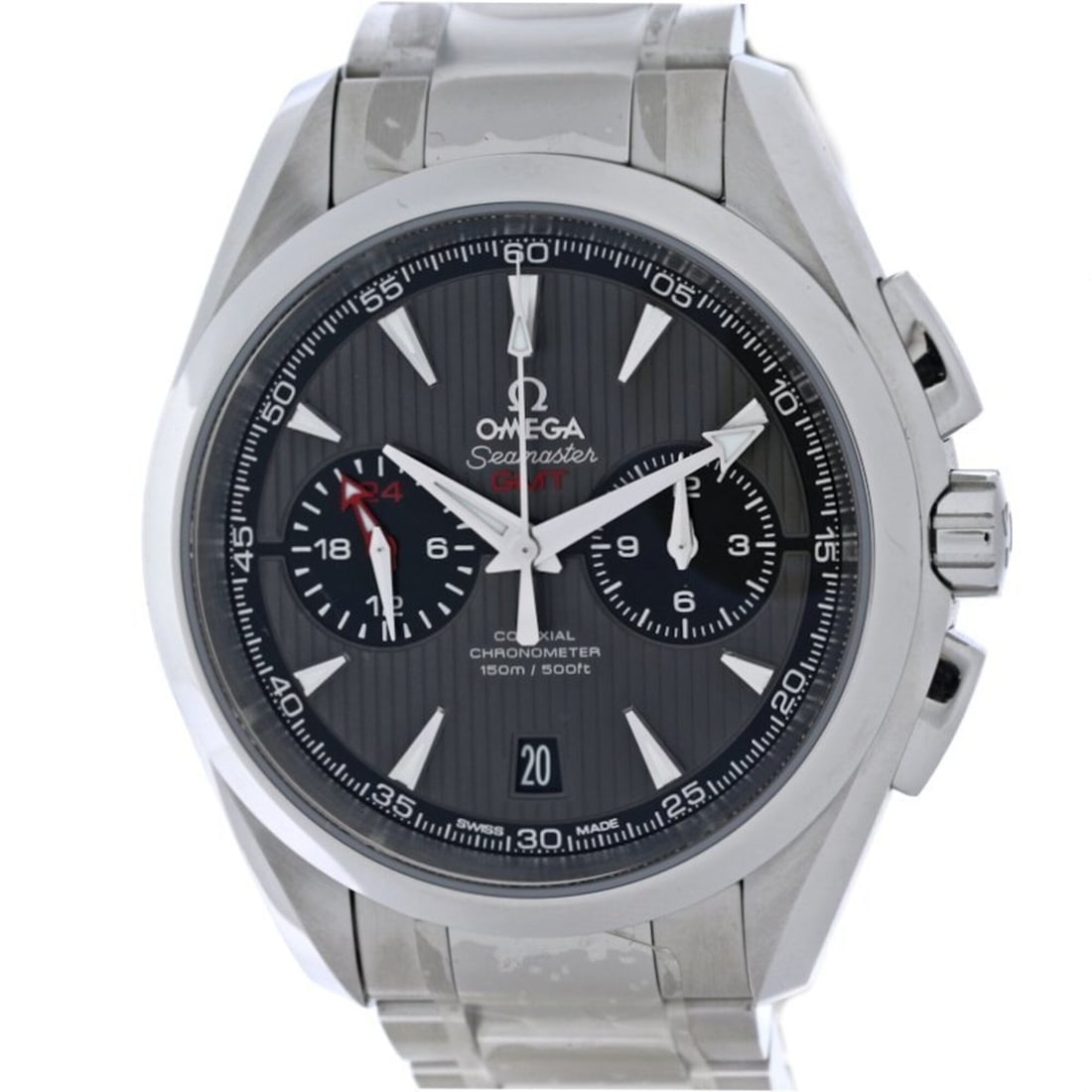 OMEGA Seamaster Aqua Terra 150m Co-Axial Chronometer GMT 231.10.43.52.06.001 Men's Watch Stainless: --- Catalog ---Category: SizeWrist Size: 19cm / 7.48''Case Diameter: 43mm / 1.69''Category: DesignType: WristwatchGender: MenColor (Dial): GrayMaterial (Band): Stainless steelMaterial (Case): Stainles