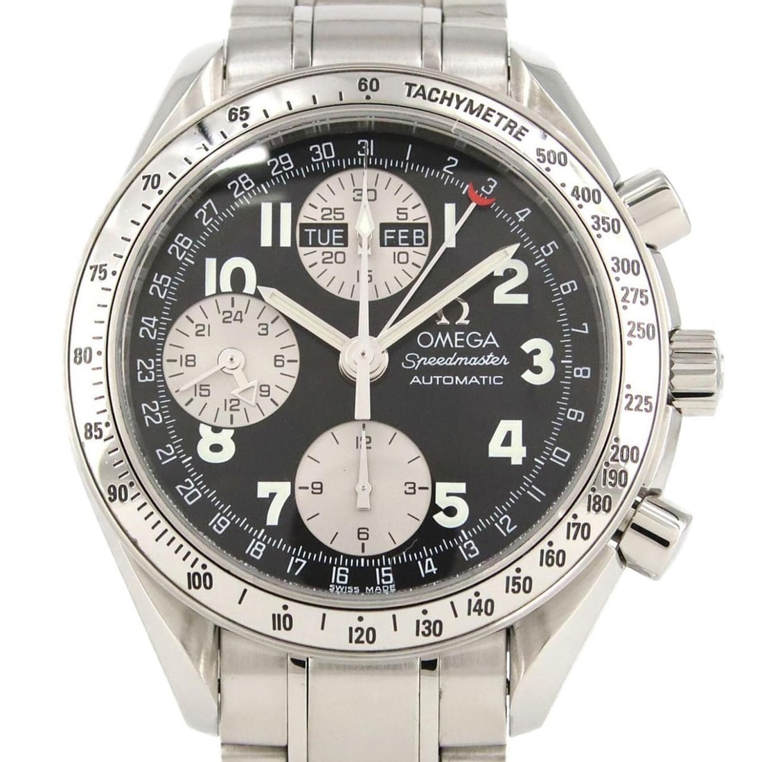 Omega Speedmaster Day-Date 3523.51 Stainless Steel Automatic Watch: --- Catalog ---Category: SizeWrist Size: 20cm / 7.87''Case Diameter: 38mm / 1.5''Category: DesignType: WristwatchGender: MenColor (Dial): Black, GrayMaterial (Band): Stainless steelMaterial (Case): St