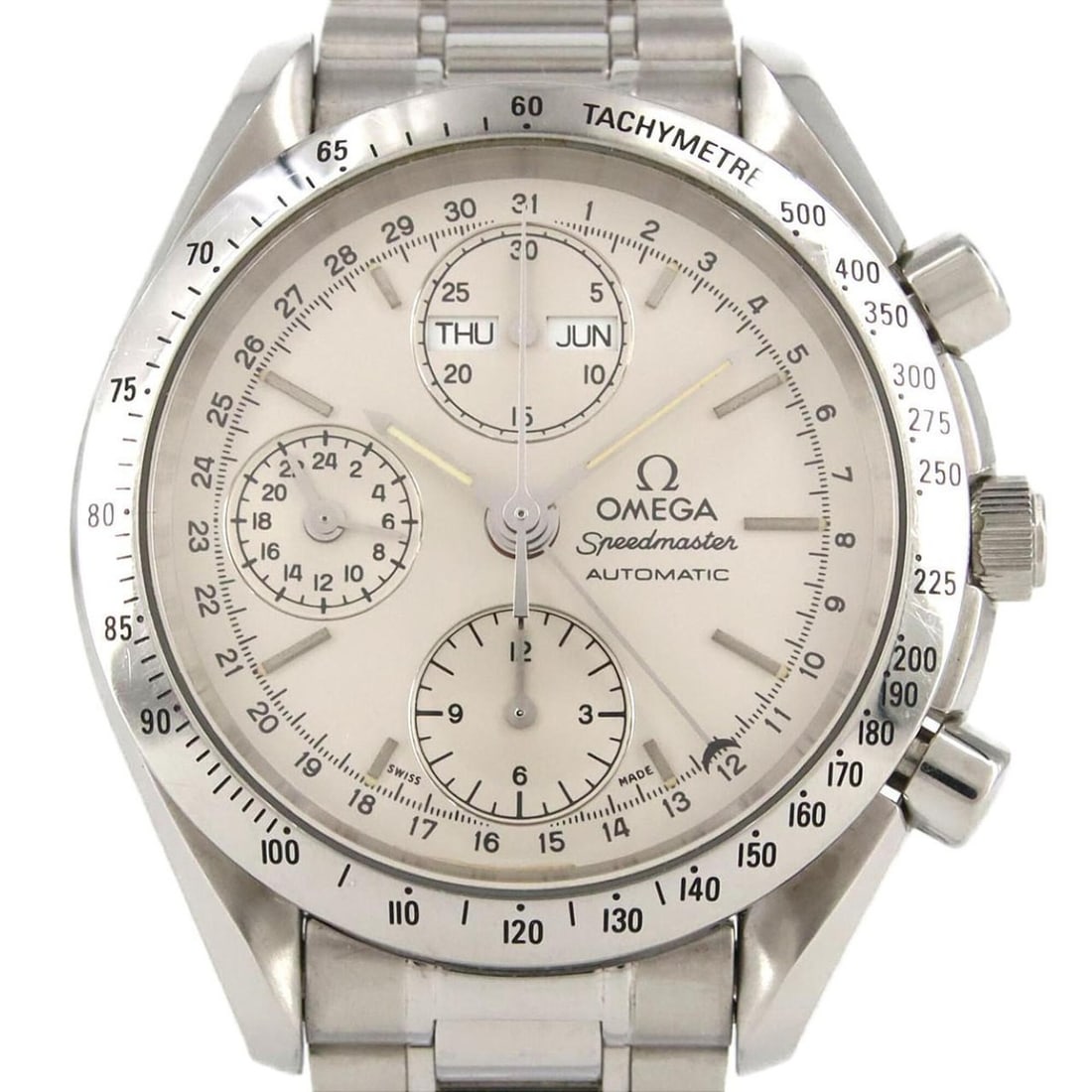 Omega Speedmaster Day-Date 3521.30 Stainless Steel Automatic Watch: --- Catalog ---Category: SizeWrist Size: 19.5cm / 7.67''Case Diameter: 39mm / 1.54''Category: DesignType: WristwatchGender: MenColor (Dial): SilverMaterial (Band): Stainless steelMaterial (Case): Stai