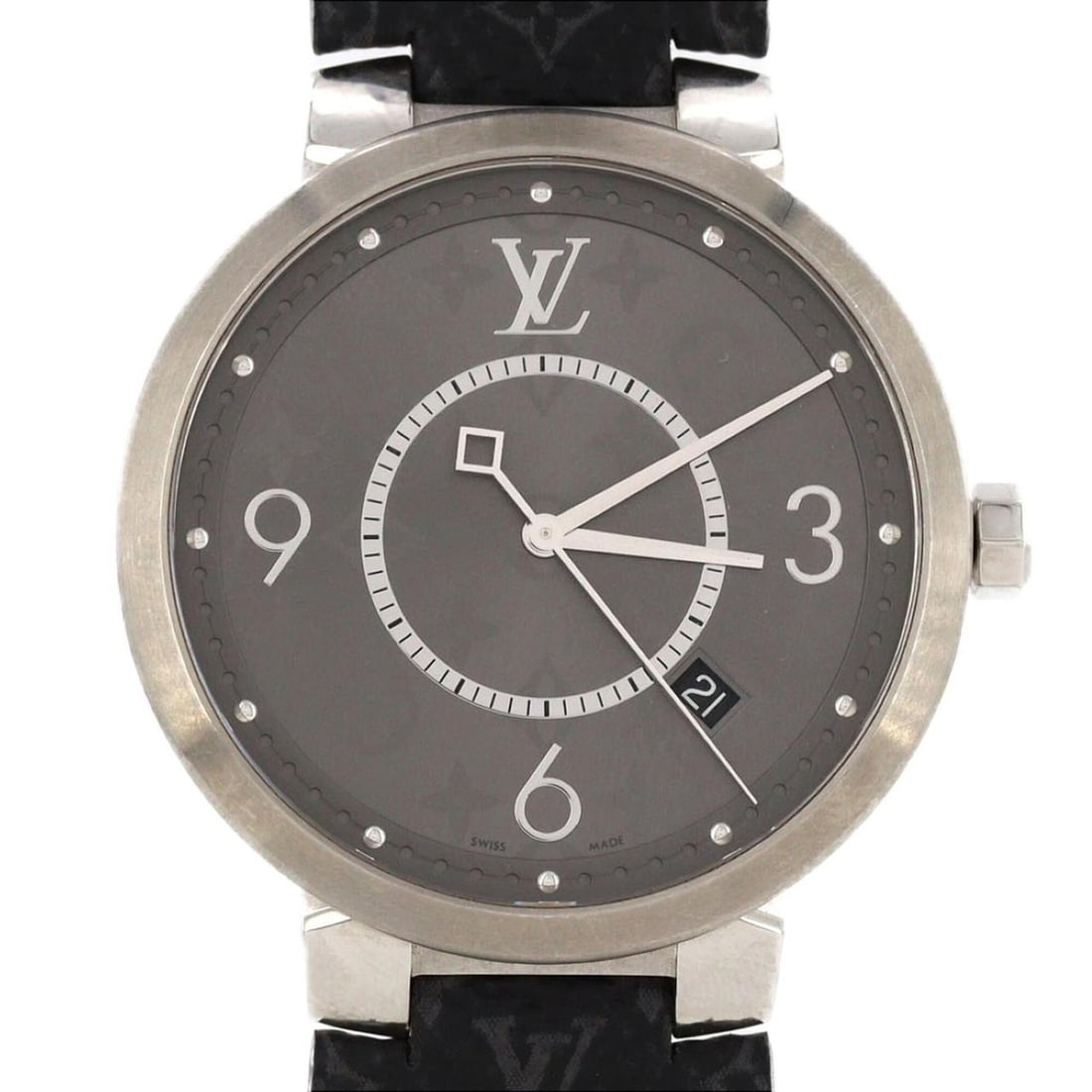 Louis Vuitton Tambour Slim Monogram Q1DM0 SS Quartz Watch: --- Catalog ---Category: SizeCase Diameter: 39mm / 1.54''Category: DesignType: WristwatchGender: MenColor (Dial): GrayMaterial (Case): Stainless steelCategory: GeneralMPN: Q1DM0Brand: Louis