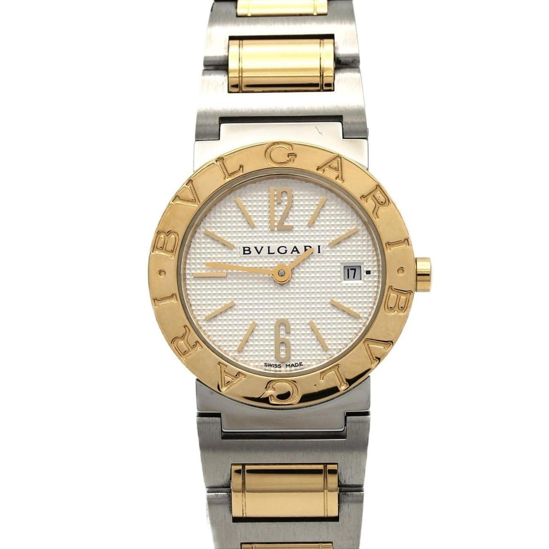 Bvlgari Combination BB26SG BB26WSGD SSxYG Quartz Watch: --- Catalog ---Category: SizeWrist Size: 15cm / 5.9''Case Diameter: 26mm / 1.02''Category: DesignType: WristwatchGender: WomenColor (Dial): WhiteMaterial (Band): Stainless steel, Yellow goldMaterial (