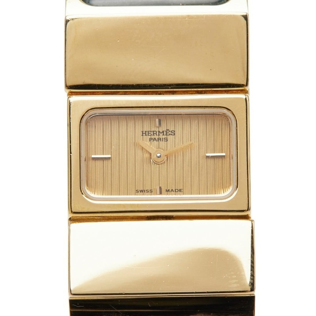 Hermes Loquet Cloisonné Bangle Watch LO1.201 Quartz Gold Dial Plated Women's: --- Catalog ---Category: SizeWrist Size: 15cm / 5.9''Case Diameter: 19.4mm / 0.76''Category: DesignType: WristwatchGender: WomenColor (Dial): GoldMaterial (Band): Gold platedMaterial (Case): Gold plat