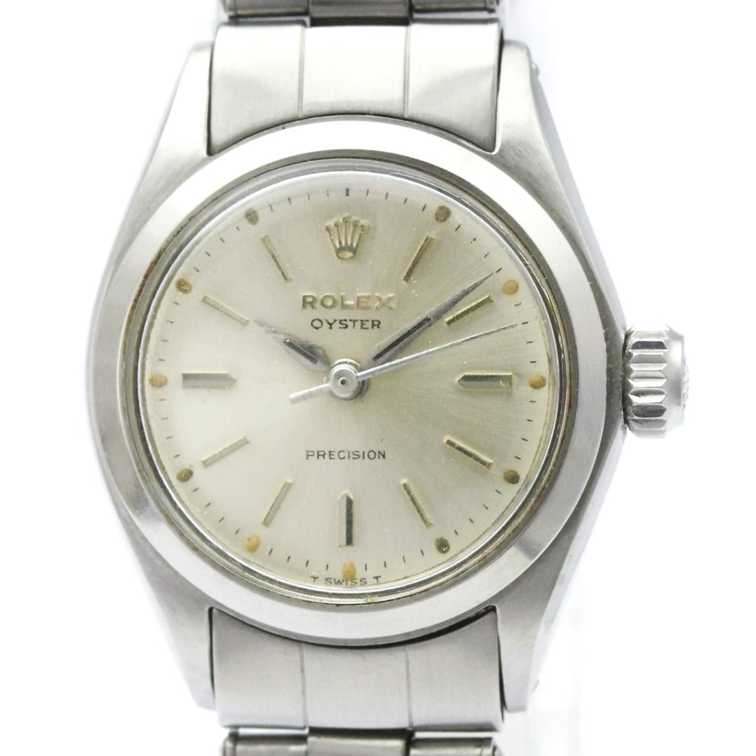 ROLEX Oyster Precision 6410 Steel Hand-Winding Ladies Watch Vintage: --- Catalog ---Category: SizeCase Diameter: 25mm / 0.98''Category: DesignType: WristwatchStyle: Dress/FormalGender: WomenColor (Dial): SilverMaterial (Band): Stainless steelMaterial (Case): Stainless 