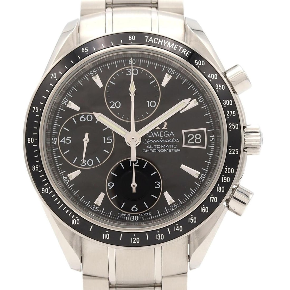 Omega Speedmaster Date 3210.50 Stainless Steel Automatic Watch: --- Catalog ---Category: SizeWrist Size: 20cm / 7.87''Case Diameter: 40mm / 1.57''Category: DesignType: WristwatchGender: MenColor (Dial): BlackMaterial (Band): Stainless steelMaterial (Case): Stainle