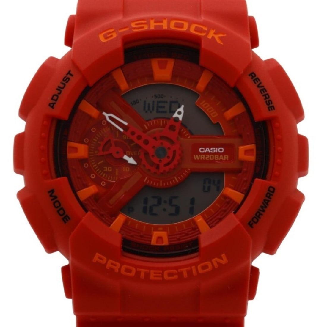 CASIO G-SHOCK ANALOG-DIGITAL 110 SERIES GA-110AC-4AJF Red Resin Men's Watch: --- Catalog ---Category: SizeWrist Size: 21cm / 8.26''Case Diameter: 51.2mm / 2.02''Category: DesignType: WristwatchGender: MenColor (Dial): Red colorCategory: GeneralMPN: GA-110AC-4AJFBrand: CasioCou