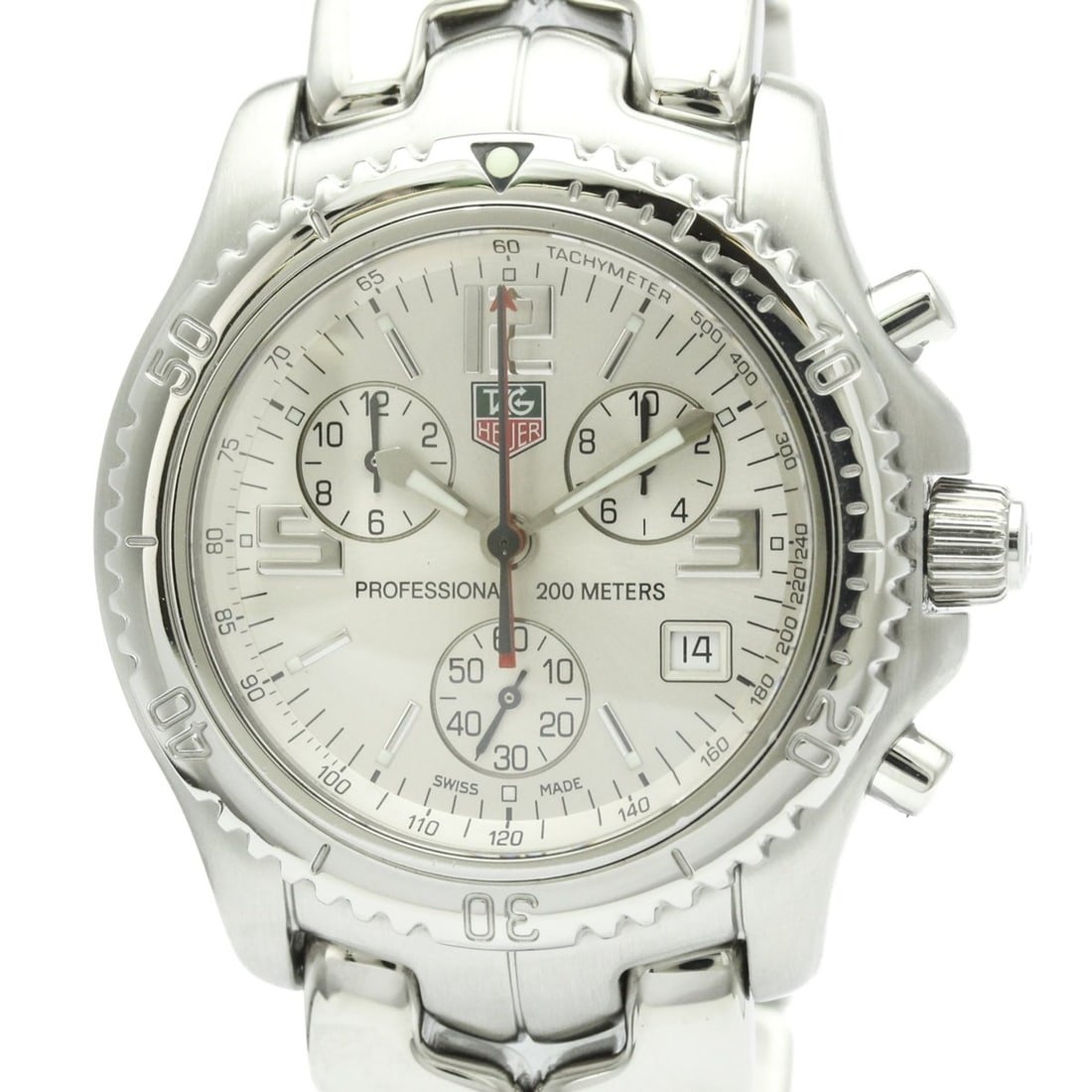 TAG HEUER Link Chronograph Steel Quartz Mens Watch CT1112 Polished (1 of 8)