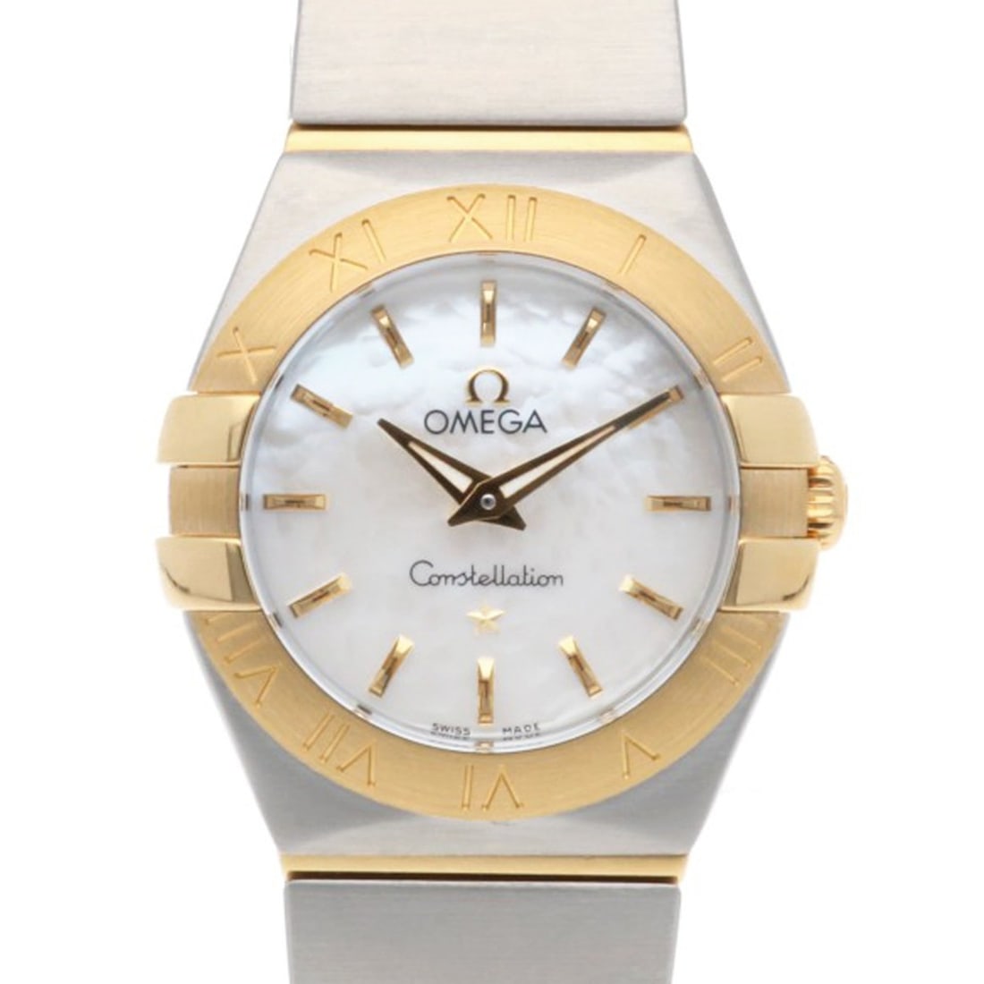 Omega Constellation Watch, Stainless Steel, Quartz, 12320246005002, Polished, Ladies, 91186XXX,: --- Catalog ---Category: SizeWrist Size: 15.5cm / 6.1''Case Diameter: 26mm / 1.02''Category: DesignType: WristwatchGender: WomenColor (Dial): Mother of pearlMaterial (Band): Stainless steel, Yellow go