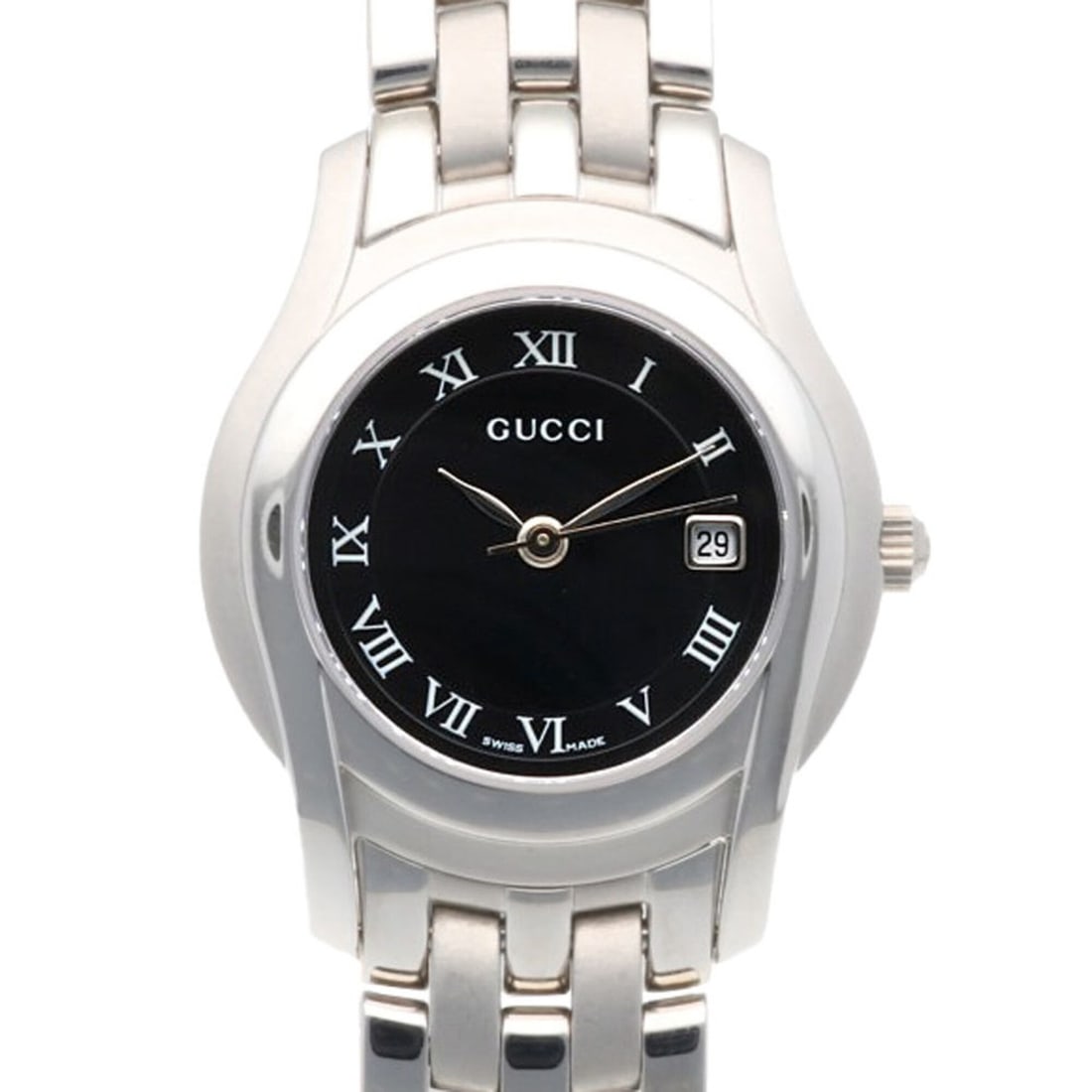 Gucci watch, stainless steel 5500L quartz women's watch.: --- Catalog ---Category: SizeWrist Size: 18cm / 7.08''Case Diameter: 27mm / 1.06''Category: DesignType: WristwatchGender: WomenColor (Dial): BlackMaterial (Band): Stainless steelMaterial (Case): Stain