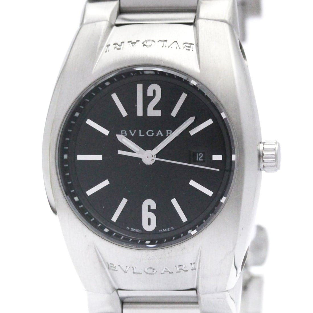 BVLGARI Ergon Stainless Steel Quartz Ladies Watch EG30S Polished: --- Catalog ---Category: SizeCase Diameter: 30mm / 1.18''Category: DesignType: WristwatchStyle: Dress/FormalGender: WomenColor (Dial): BlackMaterial (Band): Stainless steelMaterial (Case): Stainless s