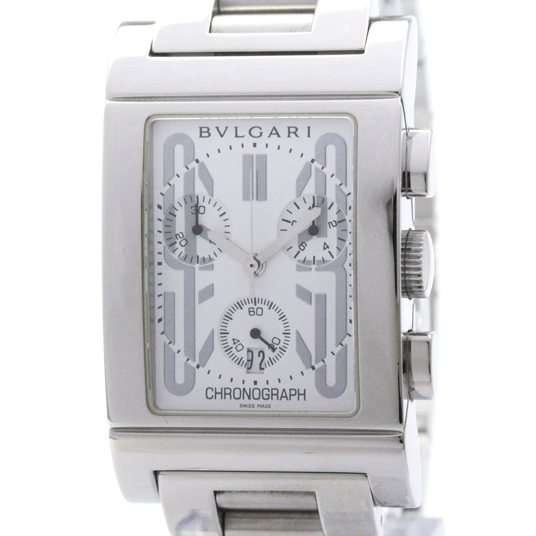 BVLGARI Rettangolo Stainless Steel Quartz Mens Watch RTC49S Polished: --- Catalog ---Category: SizeCase Diameter: 49mm / 1.93''Category: DesignType: WristwatchStyle: SportGender: MenColor (Dial): WhiteMaterial (Band): Stainless steelMaterial (Case): Stainless steelCateg