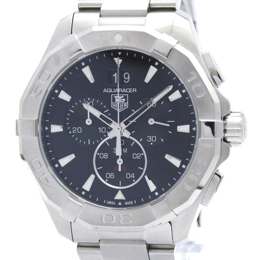 TAG HEUER Aquaracer Chronograph 300M Quartz Mens Watch CAY1110 Polished: --- Catalog ---Category: SizeCase Diameter: 43mm / 1.69''Category: DesignType: WristwatchStyle: SportGender: MenColor (Dial): BlackMaterial (Band): Stainless steelMaterial (Case): Stainless steelCateg