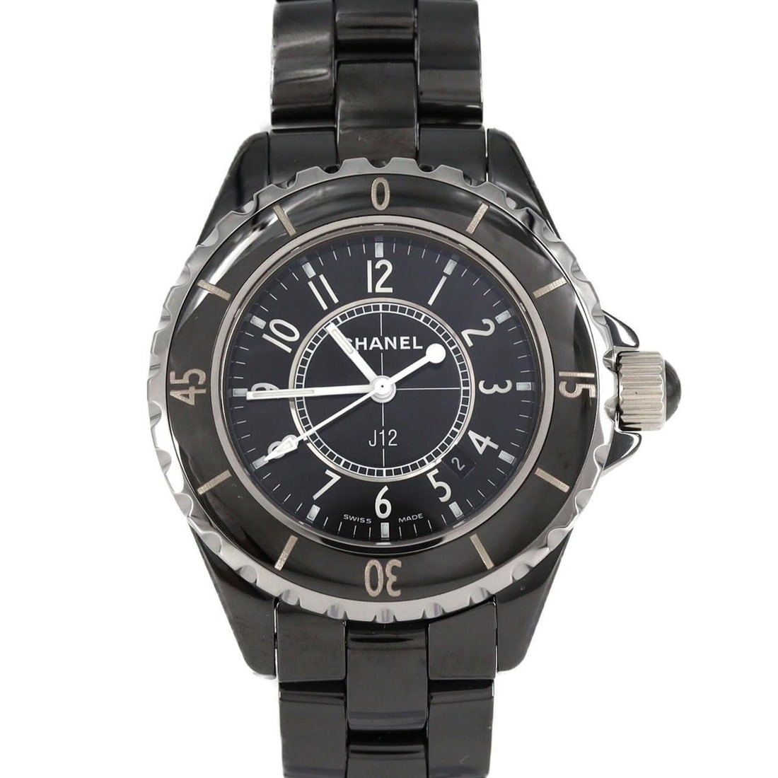 Chanel J12 33mm Ceramic H0682 Quartz Watch: --- Catalog ---Category: SizeWrist Size: 16.5cm / 6.49''Case Diameter: 33mm / 1.3''Category: DesignType: WristwatchGender: WomenColor (Dial): BlackMaterial (Band): CeramicMaterial (Case): CeramicCateg