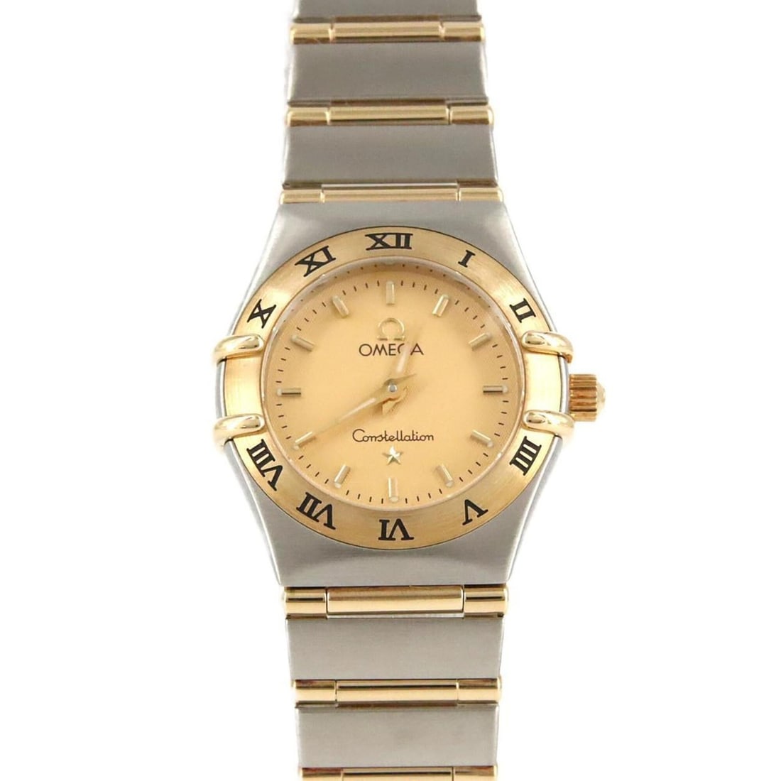 Omega Constellation Mini Two-Tone 1262.10 SSxYG Quartz Watch: --- Catalog ---Category: SizeWrist Size: 17cm / 6.69''Case Diameter: 22.5mm / 0.89''Category: DesignType: WristwatchGender: WomenColor (Dial): GoldMaterial (Band): Stainless steelMaterial (Case): Stai