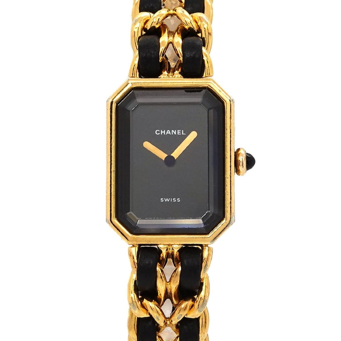 Chanel Premiere Large Size H0001 Women's Watch Black Gold Quartz: --- Catalog ---Category: SizeWrist Size: 16cm / 6.29''Case Diameter: 20mm / 0.79''Category: DesignType: WristwatchGender: WomenColor (Dial): BlackMaterial (Band): Gold plated, Leather, Stainless steel