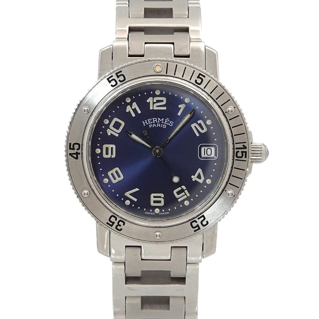 Hermes HERMES Clipper Diver CL7 710 Men's Watch Date Blue Quartz: --- Catalog ---Category: SizeWrist Size: 16cm / 6.29''Case Diameter: 37mm / 1.46''Category: DesignType: WristwatchGender: MenColor (Dial): BlueMaterial (Band): Stainless steelMaterial (Case): Stainles