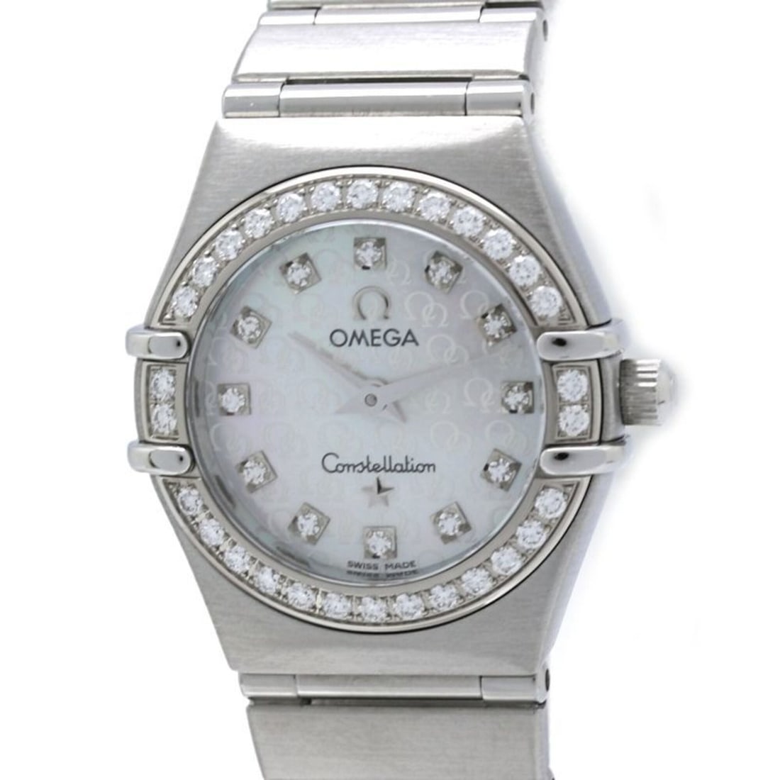OMEGA Constellation Mini 12P Diamond Bezel 50th Anniversary Model 1460.75.00 Women's Watch Stainless: --- Catalog ---Category: SizeWrist Size: 17.5cm / 6.88''Case Diameter: 22mm / 0.87''Category: DesignType: WristwatchGender: WomenColor (Dial): White shellMaterial (Band): Stainless steelMaterial (Case