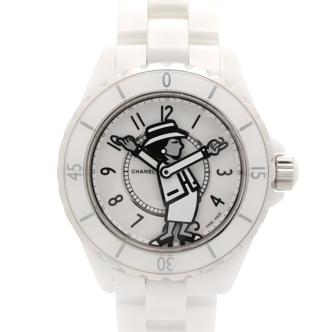 Chanel J12 Mademoiselle Ceramic Watch for Men, White (H5241): --- Catalog ---Category: SizeWrist Size: 17cm / 6.69''Case Diameter: 38.8mm / 1.53''Category: DesignType: WristwatchGender: MenColor (Dial): WhiteMaterial (Band): CeramicMaterial (Case): CeramicCatego