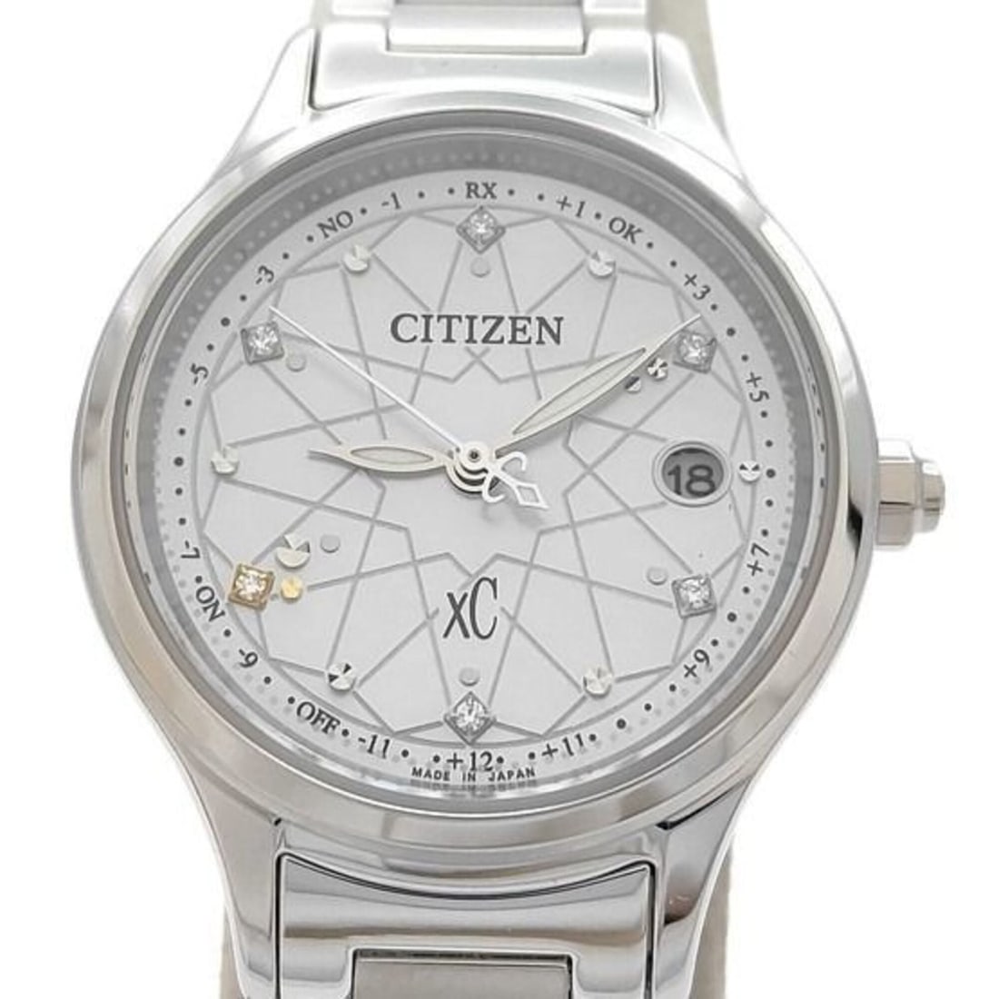 CITIZEN XC Cross Sea ES9490-87D Women's Watch with Mother-of-Pearl Dial, Silver, Titanium, Solar: --- Catalog ---Category: SizeWrist Size: 19cm / 7.48''Case Diameter: 26mm / 1.02''Category: DesignType: WristwatchGender: WomenColor (Dial): SilverMaterial (Band): TitaniumMaterial (Case): TitaniumCat