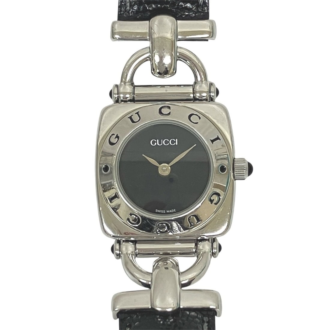 Gucci GUCCI watch, total weight 22g, stainless steel, genuine leather strap, quartz movement, black: --- Catalog ---Category: SizeWrist Size: 15cm - 18cm / 5.9'' - 7.08''Case Diameter: 21mm / 0.83''Category: DesignType: WristwatchGender: Men,WomenColor (Dial): BlackMaterial (Band): LeatherMaterial (C