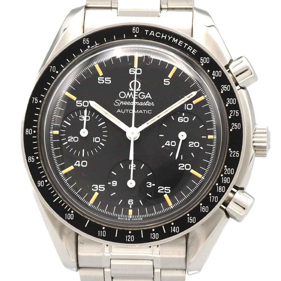 Omega Speedmaster 3510.50 SS Automatic Watch: --- Catalog ---Category: SizeWrist Size: 16cm / 6.29''Case Diameter: 39mm / 1.54''Category: DesignType: WristwatchGender: MenColor (Dial): BlackMaterial (Band): Stainless steelMaterial (Case): Stainle