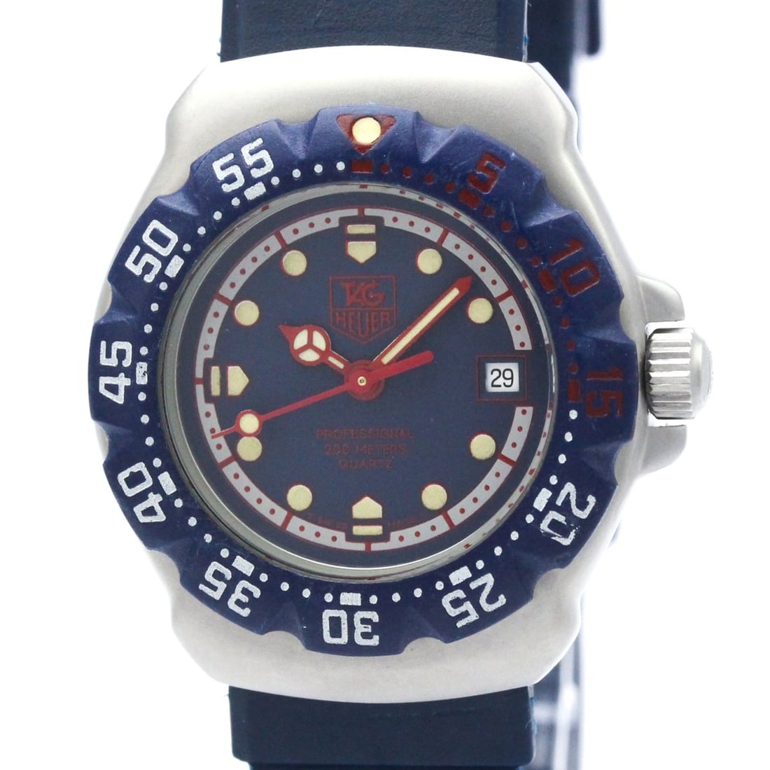 TAG HEUER Formula 1 Stainless Steel Quartz Mid Size Watch WA1410: --- Catalog ---Category: SizeCase Diameter: 28mm / 1.1''Category: DesignType: WristwatchStyle: SportGender: WomenColor (Dial): BlueMaterial (Band): RubberMaterial (Case): Rubber, Stainless steelCatego