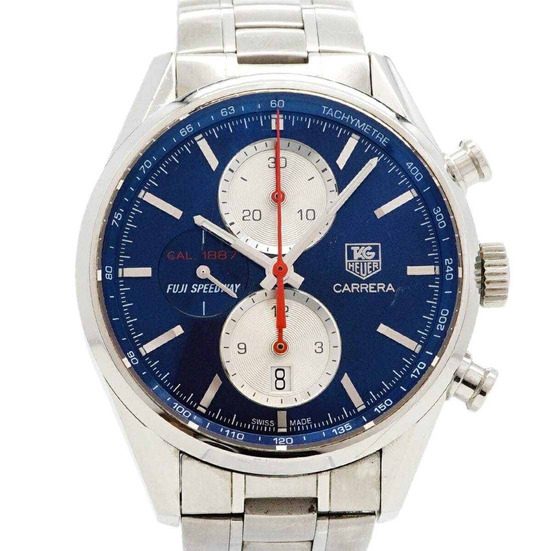 TAG Heuer Carrera Japan Limited Edition Fuji Speedway CAR211B Blue Dial Men's Watch: --- Catalog ---Category: SizeWrist Size: 16.5cm / 6.49''Case Diameter: 40.5mm / 1.59''Category: DesignType: WristwatchGender: MenColor (Dial): BlueMaterial (Band): Stainless steelCategory: GeneralMPN: