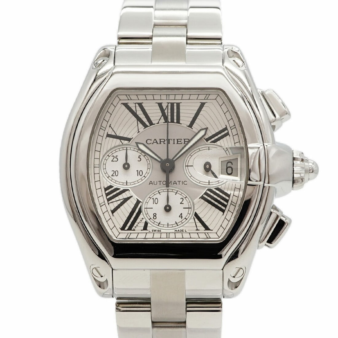 Cartier Roadster XL W62019X6 Silver Dial Men's Watch: --- Catalog ---Category: SizeWrist Size: 17.5cm / 6.88''Case Diameter: 42.8mm / 1.69''Category: DesignType: WristwatchGender: MenColor (Dial): SilverMaterial (Band): Stainless steelCategory: GeneralMP
