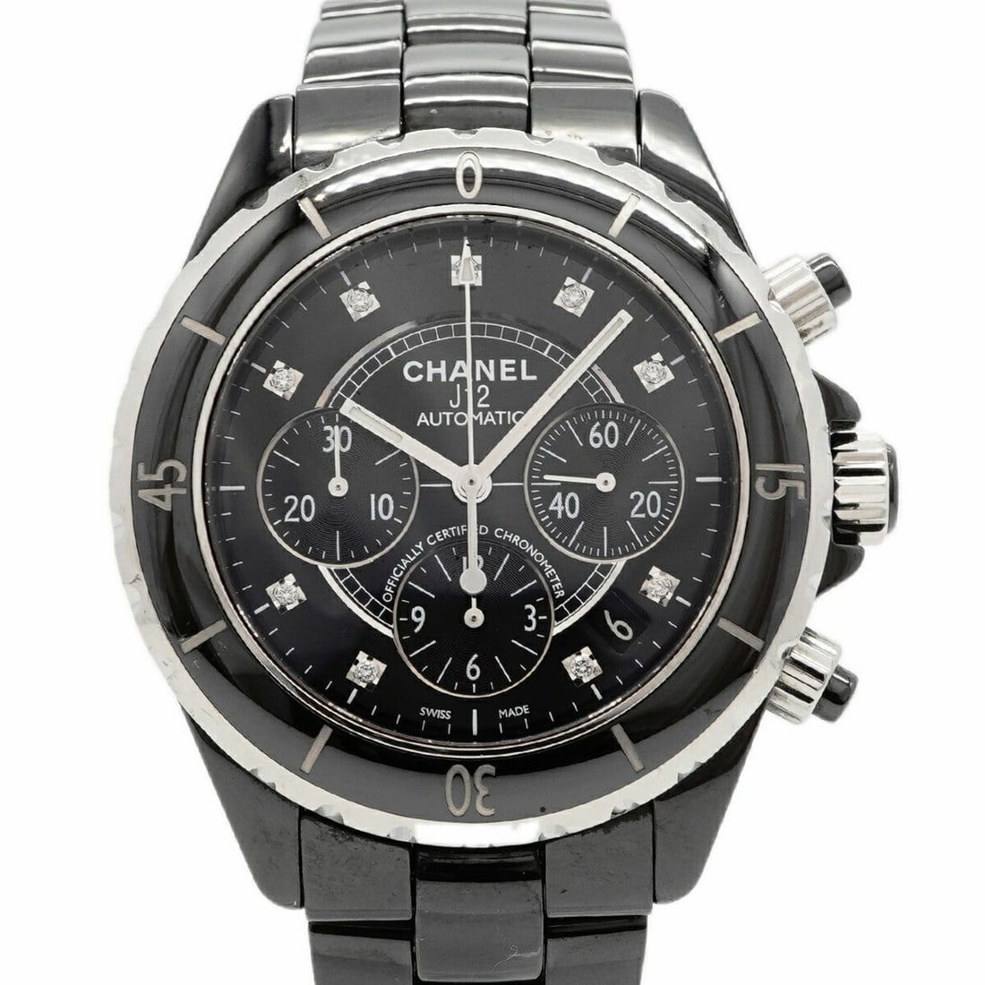 Chanel J12 Diamond H2419 Black Dial Men's Watch: --- Catalog ---Category: SizeWrist Size: 16cm / 6.29''Case Diameter: 41mm / 1.61''Category: DesignType: WristwatchGender: MenColor (Dial): BlackMaterial (Band): CeramicCategory: GeneralMPN: H2419Brand